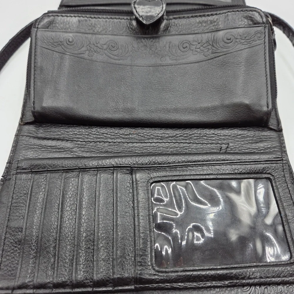 Brighton Vintage Leather Croc Embossed Wallet Style Crossbody Small Bag Boho Y2K